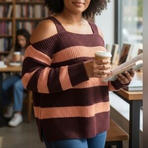 LOVE SCARLETT | COLD SHOULDER KNIT SWEATER